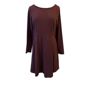 Toad & Co Long Sleeve Faro Tech Samba Dress in Port Heather Burgundy XL Soft